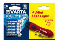 Varta High Energy Paristot 4xAA/4xAAA 1,5V + Mini Lamppu