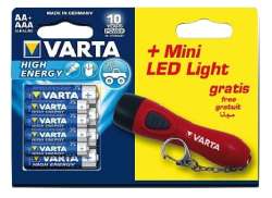 Varta High Energy Paristot 4xAA/4xAAA 1,5V + Mini Lamppu